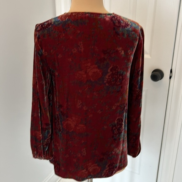 Sundance Velvet Floral Embroidered V Neck Top - Picture 3 of 9